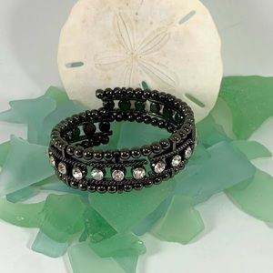 Gunmetal Black Wired Stretch Bracelet with Rhinestones